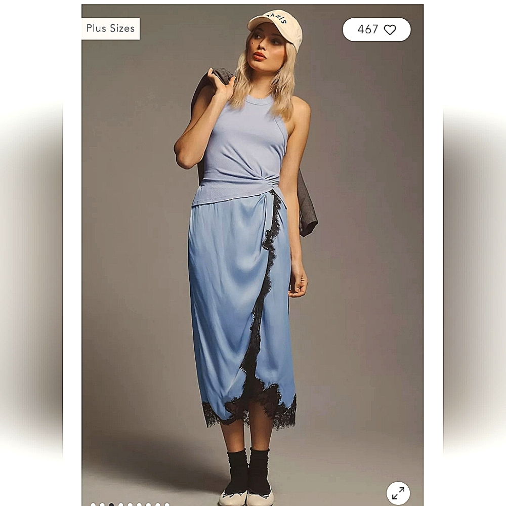 Anthropologie The Keeley Twofer Midi Dress Lavander Black Sleeveless SMALL